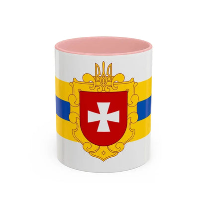 Flag of Rivne Oblast Ukraine - Accent Coffee Mug 11oz Pink - Go Mug Yourself