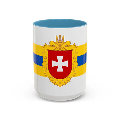 Flag of Rivne Oblast Ukraine - Accent Coffee Mug 15oz Light Blue - Go Mug Yourself