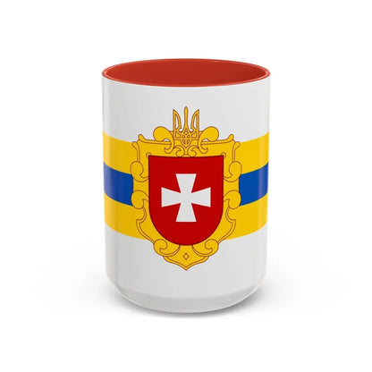 Flag of Rivne Oblast Ukraine - Accent Coffee Mug 15oz Red - Go Mug Yourself