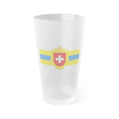 Flag of Rivne Oblast Ukraine - Frosted Pint Glass 16oz 16oz Frosted - Go Mug Yourself