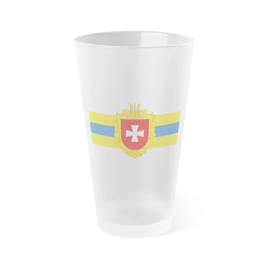 Flag of Rivne Oblast Ukraine - Frosted Pint Glass 16oz 16oz Frosted - Go Mug Yourself