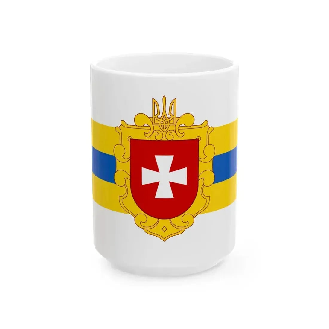 Flag of Rivne Oblast Ukraine - White Coffee Mug 15oz - Go Mug Yourself
