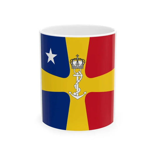Flag of Romanian Commander of the Navy as Rear Admiral WWII (Oman) White Coffee Mug 11oz - Go Mug Yourself
