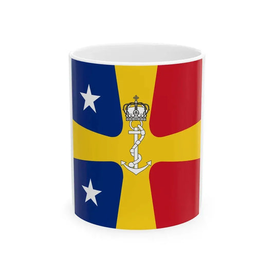Flag of Romanian Commander of the Navy as Vice Admiral WWII (Oman) White Coffee Mug 11oz - Go Mug Yourself