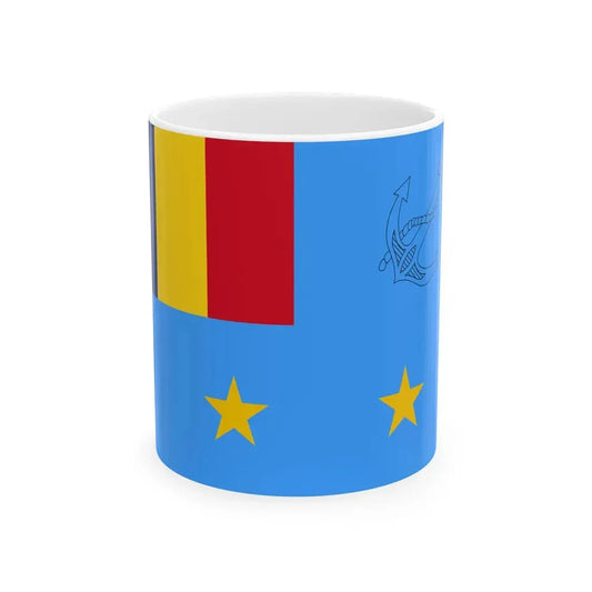 Flag of Romanian Fleet or Flotilla Commander (Oman) White Coffee Mug 11oz - Go Mug Yourself