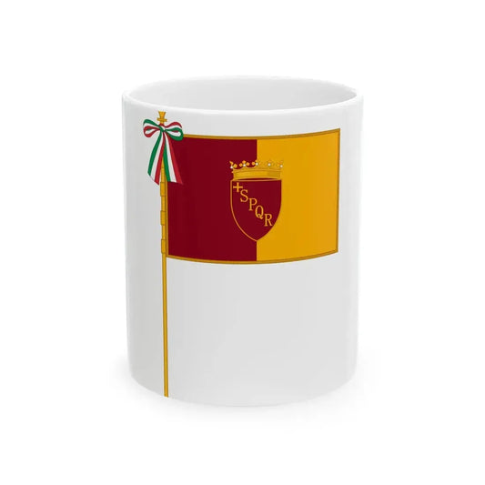 Flag of Rome Complete (Italy) White Coffee Mug 11oz - Go Mug Yourself