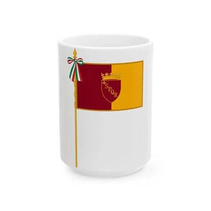Flag of Rome Complete (Italy) White Coffee Mug 15oz - Go Mug Yourself