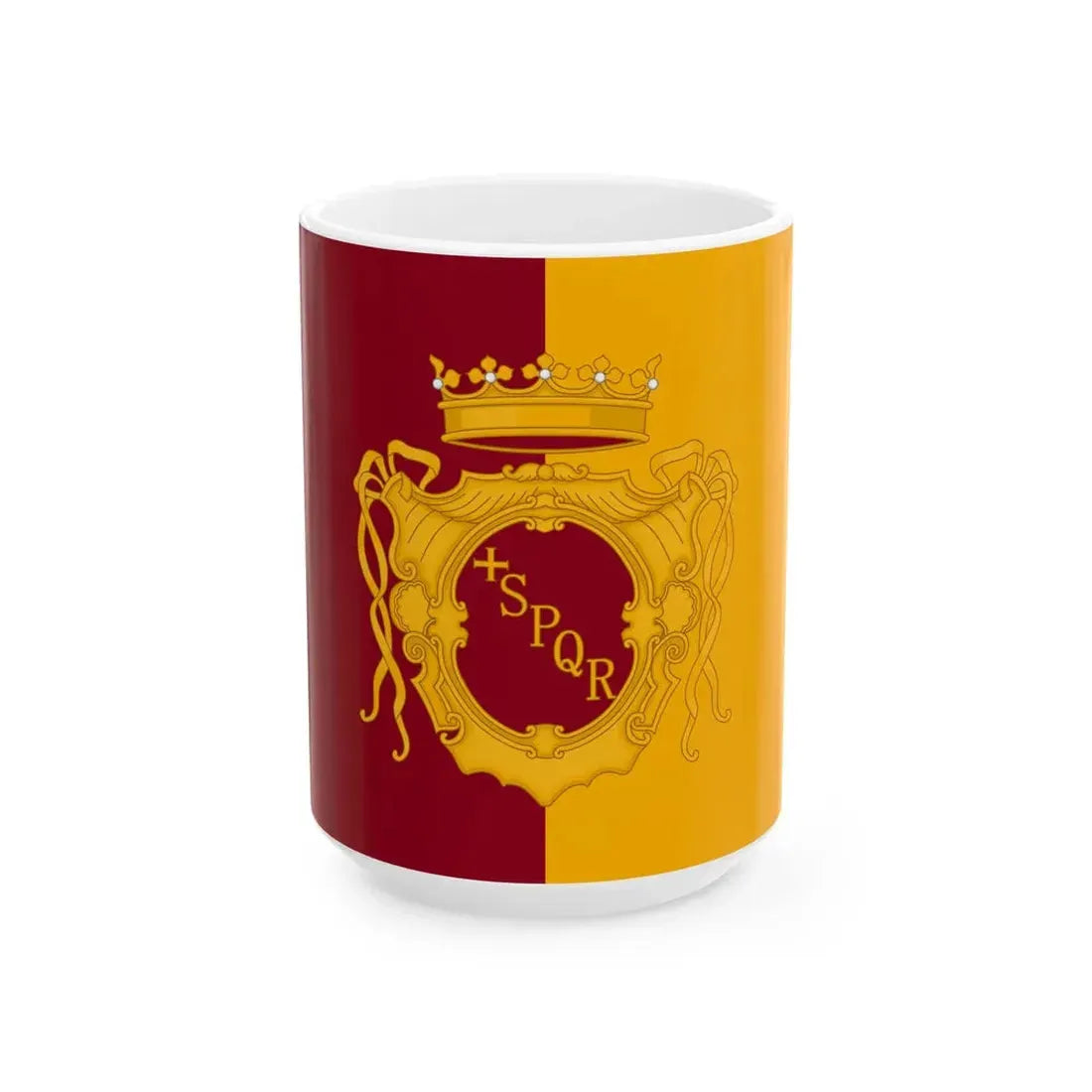 Flag of Rome with Greater Arms (Italy) White Coffee Mug 15oz - Go Mug Yourself