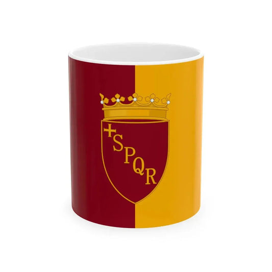 Flag of Rome with Lesser Arms (Italy) White Coffee Mug 11oz - Go Mug Yourself