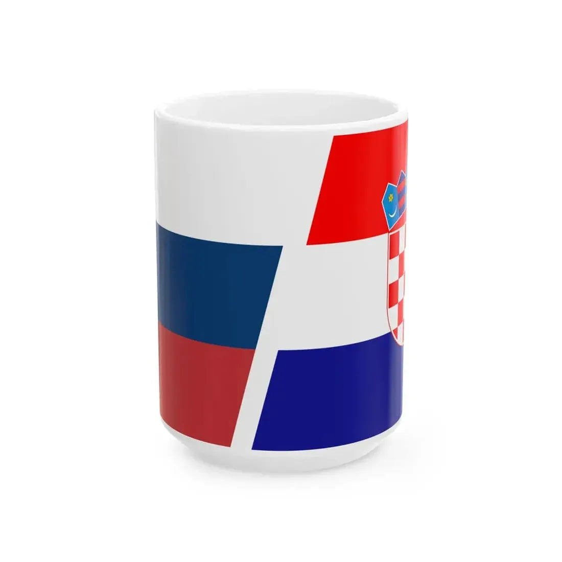Flag of Russia and Croatia (Croatia) White Coffee Mug 15oz - Go Mug Yourself