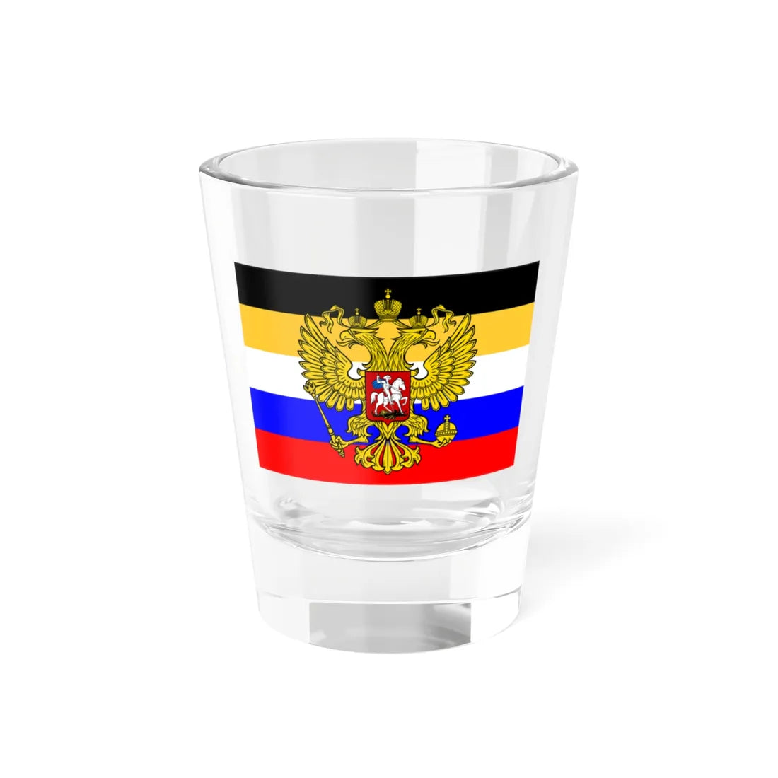 Flag of Russia combined tricolor with coat of arms (Russia) Shot Glass 1.5oz 1.5oz - Go Mug Yourself