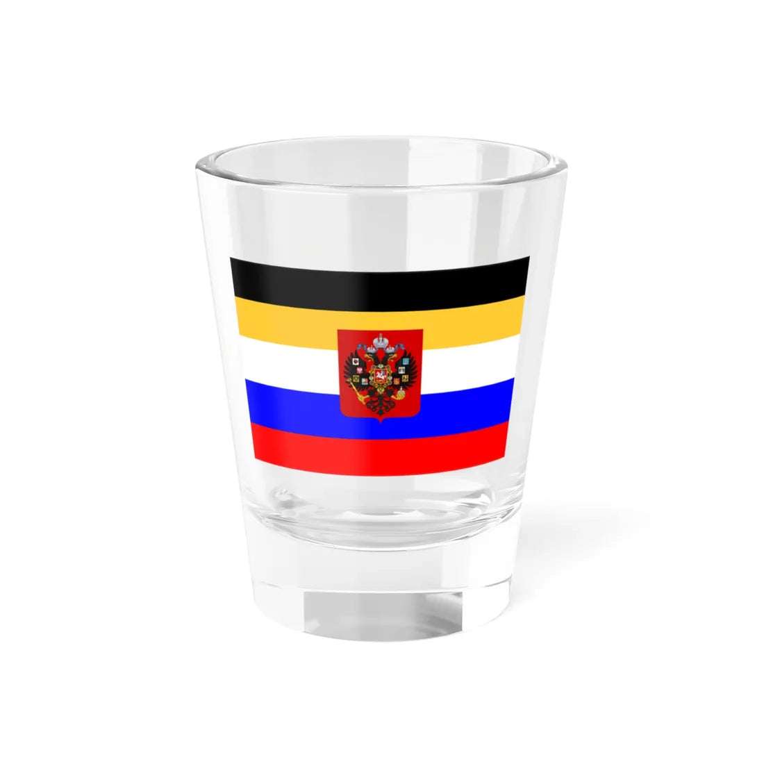 Flag of Russia combined tricolor with Imperial coat of arms (Russia) Shot Glass 1.5oz 1.5oz - Go Mug Yourself