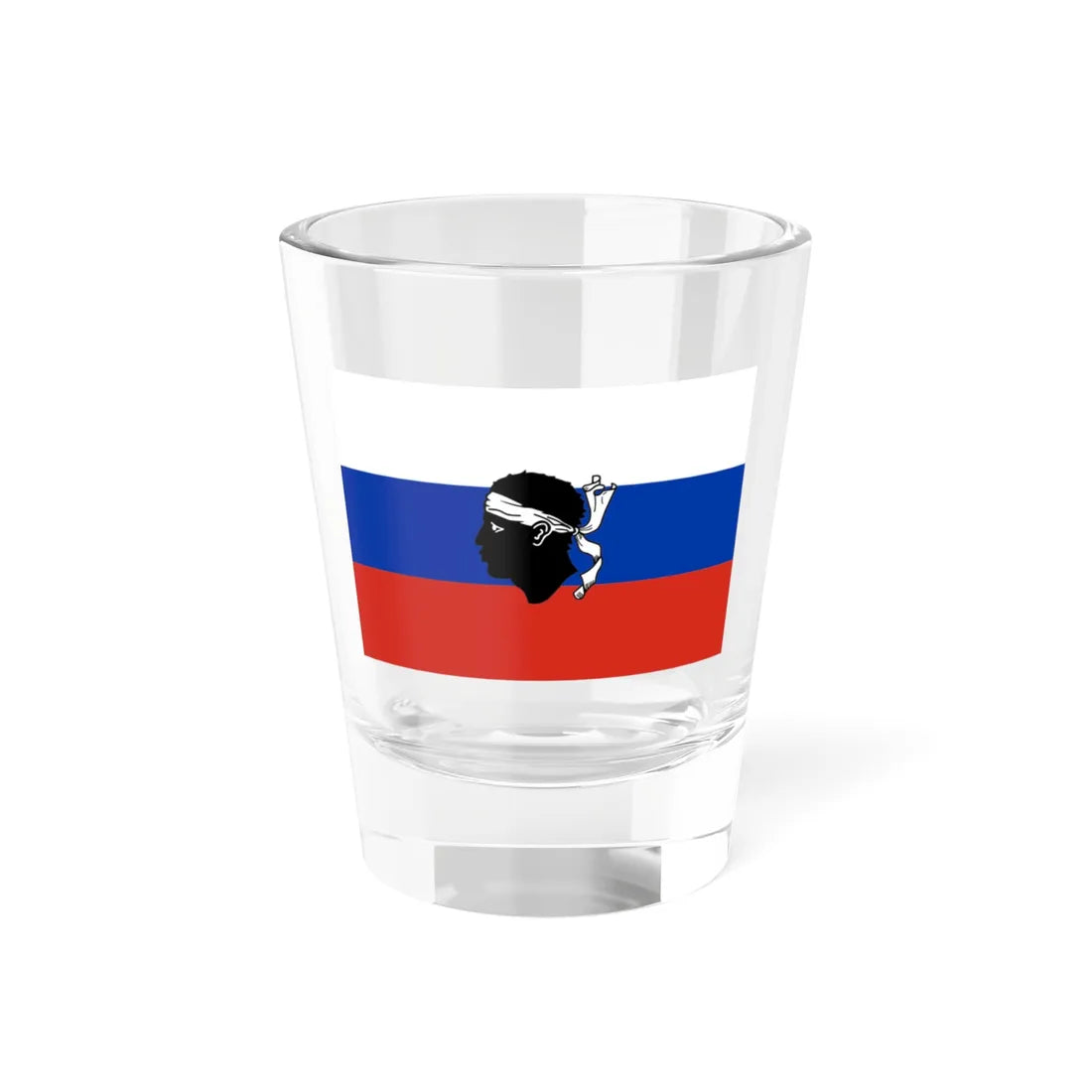 Flag of Russia with a Moors head in the center (Russia) Shot Glass 1.5oz 1.5oz - Go Mug Yourself