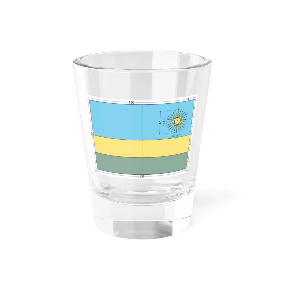 Flag of Rwanda construction sheet (Rwanda) Shot Glass 1.5oz 1.5oz - Go Mug Yourself