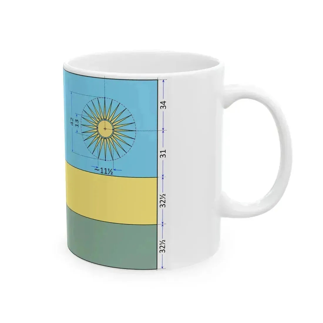 Flag of Rwanda construction sheet (Rwanda) White Coffee Mug - Go Mug Yourself