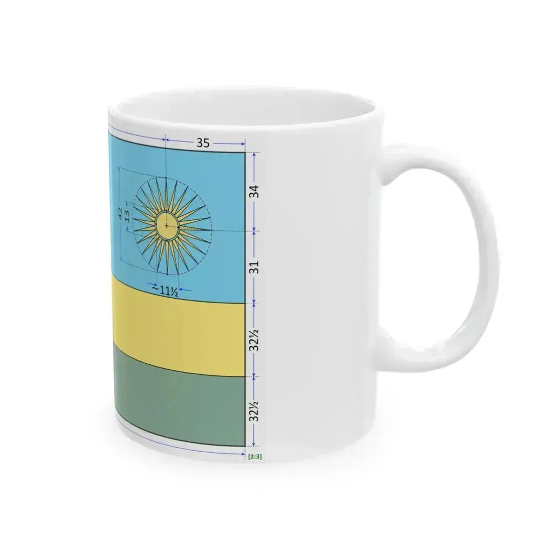Flag of Rwanda construction sheet (Rwanda) White Coffee Mug - Go Mug Yourself