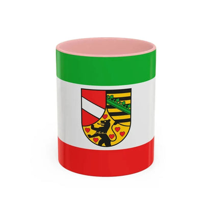 Flag of Saale Holzland Kreis Germany - Accent Coffee Mug 11oz Pink - Go Mug Yourself