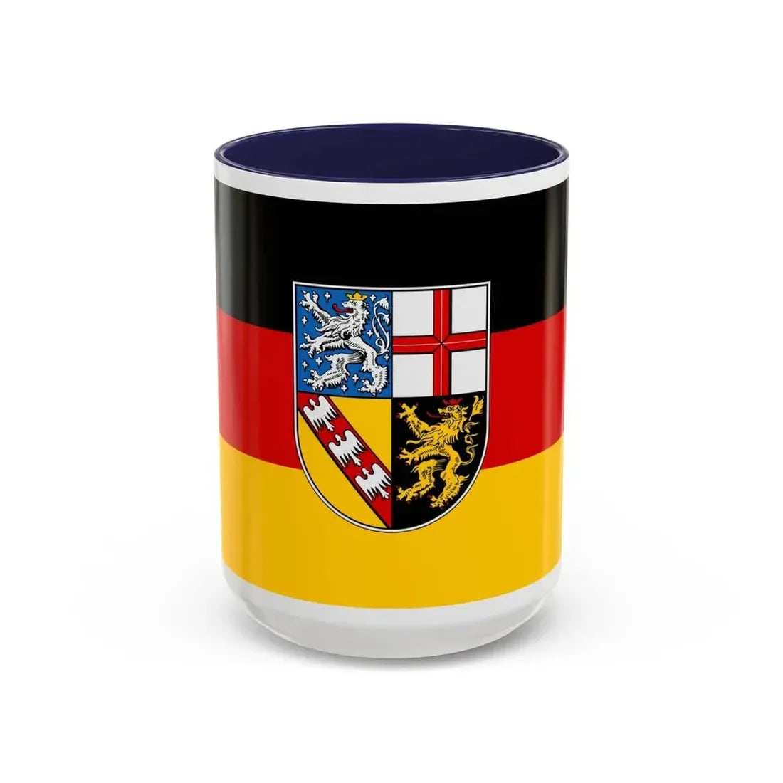Flag of Saarland Germany - Accent Coffee Mug 15oz Navy - Go Mug Yourself
