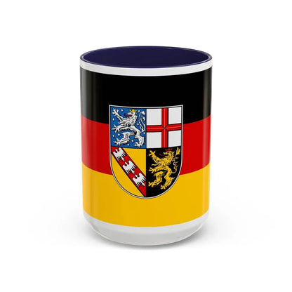 Flag of Saarland Germany - Accent Coffee Mug 15oz Navy - Go Mug Yourself