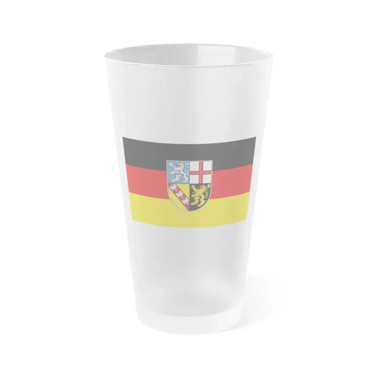 Flag of Saarland Germany - Frosted Pint Glass 16oz 16oz Frosted - Go Mug Yourself