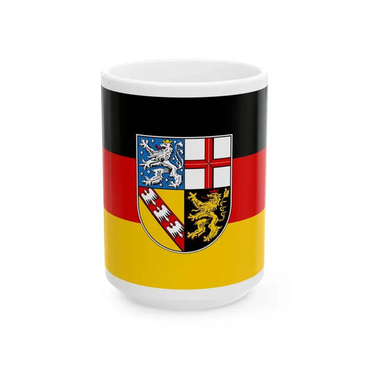 Flag of Saarland Germany - White Coffee Mug 15oz - Go Mug Yourself