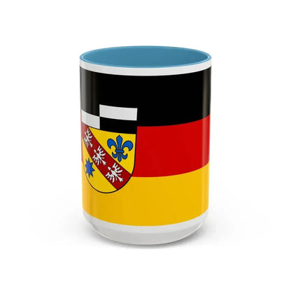 Flag of Saarlouis Germany - Accent Coffee Mug 15oz Light Blue - Go Mug Yourself