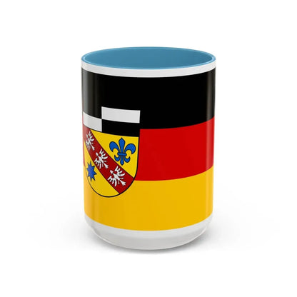 Flag of Saarlouis Germany - Accent Coffee Mug 15oz Light Blue - Go Mug Yourself