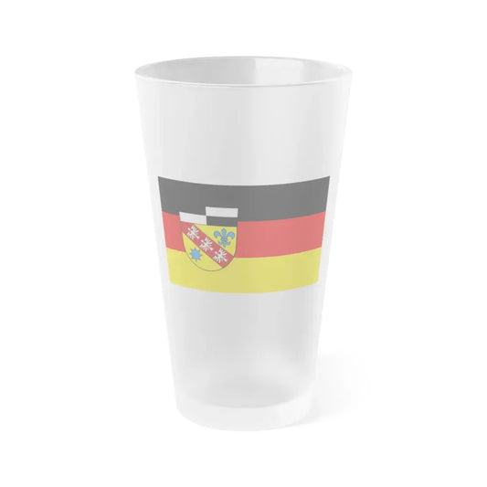 Flag of Saarlouis Germany - Frosted Pint Glass 16oz 16oz Frosted - Go Mug Yourself