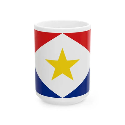 Flag of Saba (Netherlands) White Coffee Mug 15oz - Go Mug Yourself