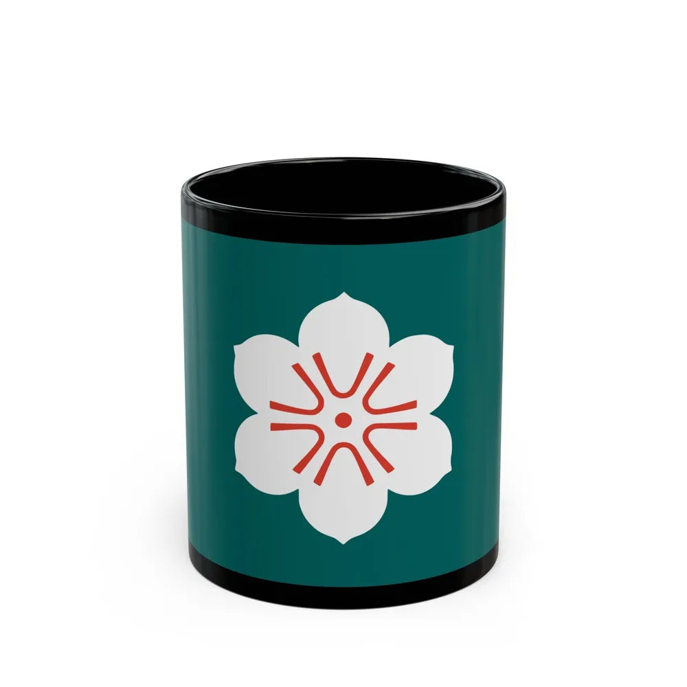 Flag of Saga Prefecture Japan - Black Coffee Mug-11oz-Go Mug Yourself