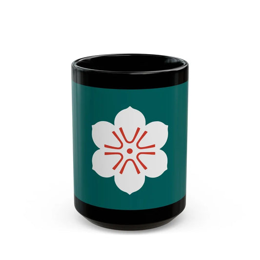 Flag of Saga Prefecture Japan - Black Coffee Mug-15oz-Go Mug Yourself