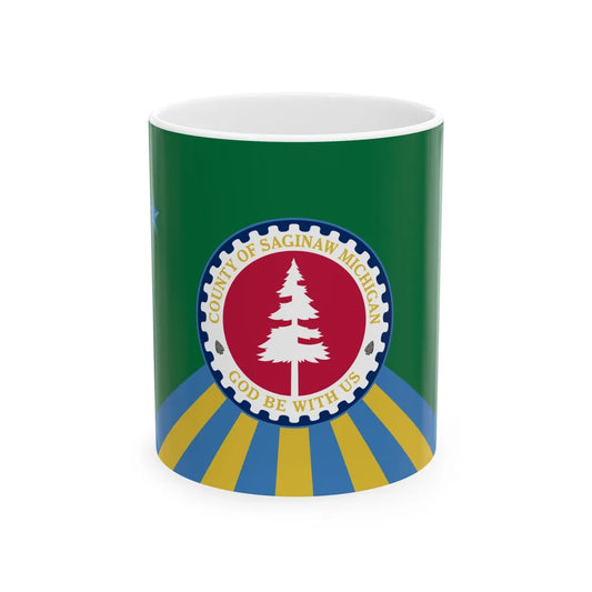Flag of Saginaw County Michigan (United States) White Coffee Mug 11oz - Go Mug Yourself