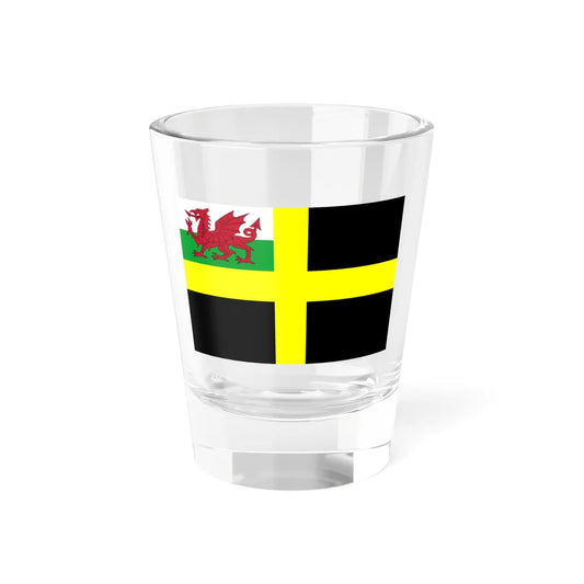 Flag of Saint David with Welsh Red Dragon (United Kingdom) Shot Glass 1.5oz 1.5oz - Go Mug Yourself