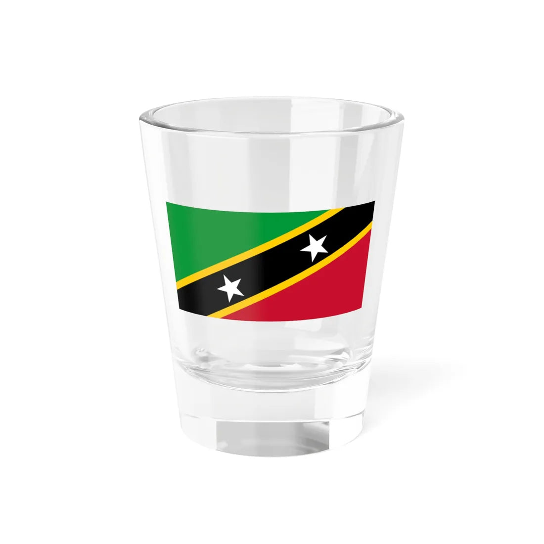 Flag of Saint Kitts and Nevis 1-2 (Saint Kitts and Nevis) Shot Glass 1.5oz 1.5oz - Go Mug Yourself