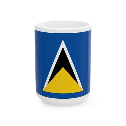 Flag of Saint Lucia 1979-2002 (Saint Lucia) White Coffee Mug 15oz - Go Mug Yourself