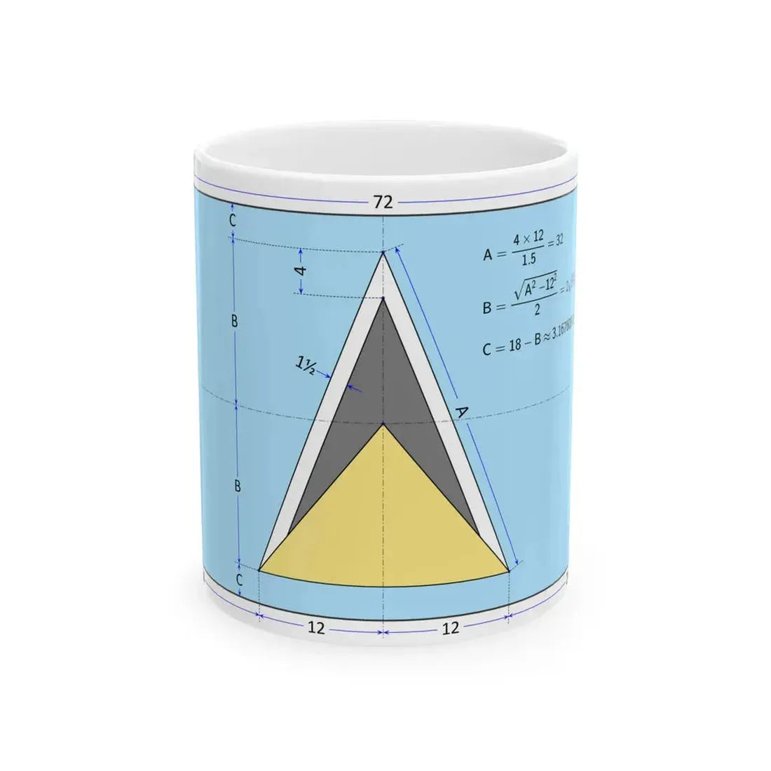 Flag of Saint Lucia construction sheet (Saint Lucia) White Coffee Mug 11oz - Go Mug Yourself