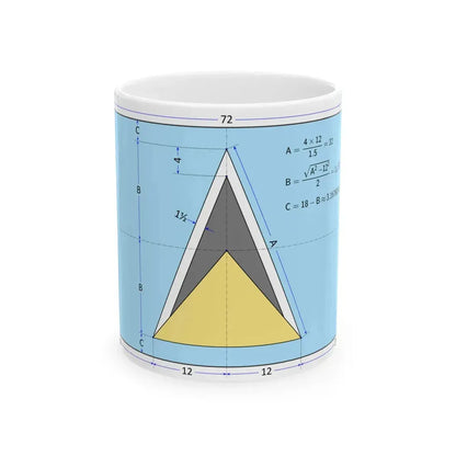 Flag of Saint Lucia construction sheet (Saint Lucia) White Coffee Mug 11oz - Go Mug Yourself