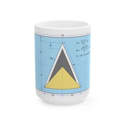 Flag of Saint Lucia construction sheet (Saint Lucia) White Coffee Mug 15oz - Go Mug Yourself