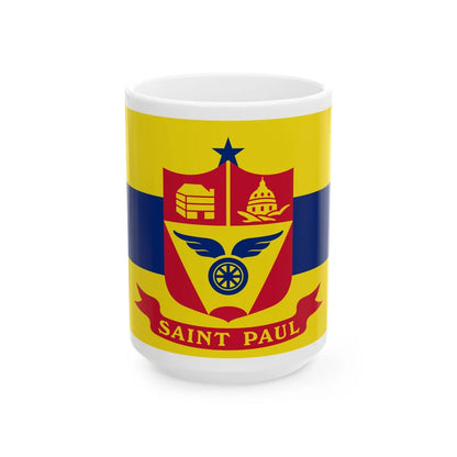 Flag of Saint Paul Minnesota (United States) White Coffee Mug 15oz - Go Mug Yourself