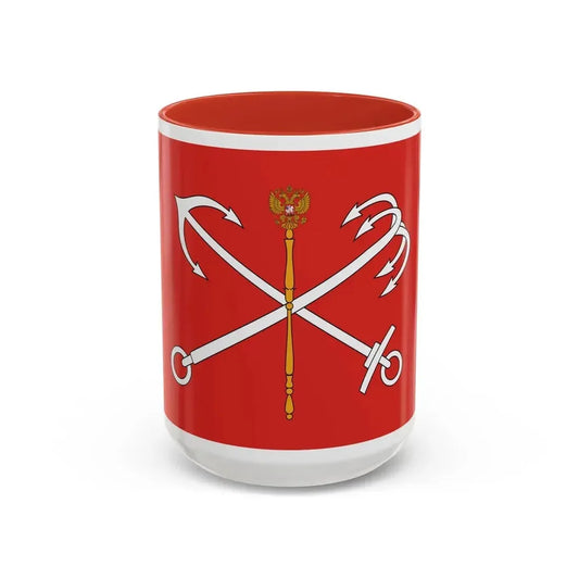 Flag of Saint Petersburg Russia - Accent Coffee Mug 15oz Red - Go Mug Yourself