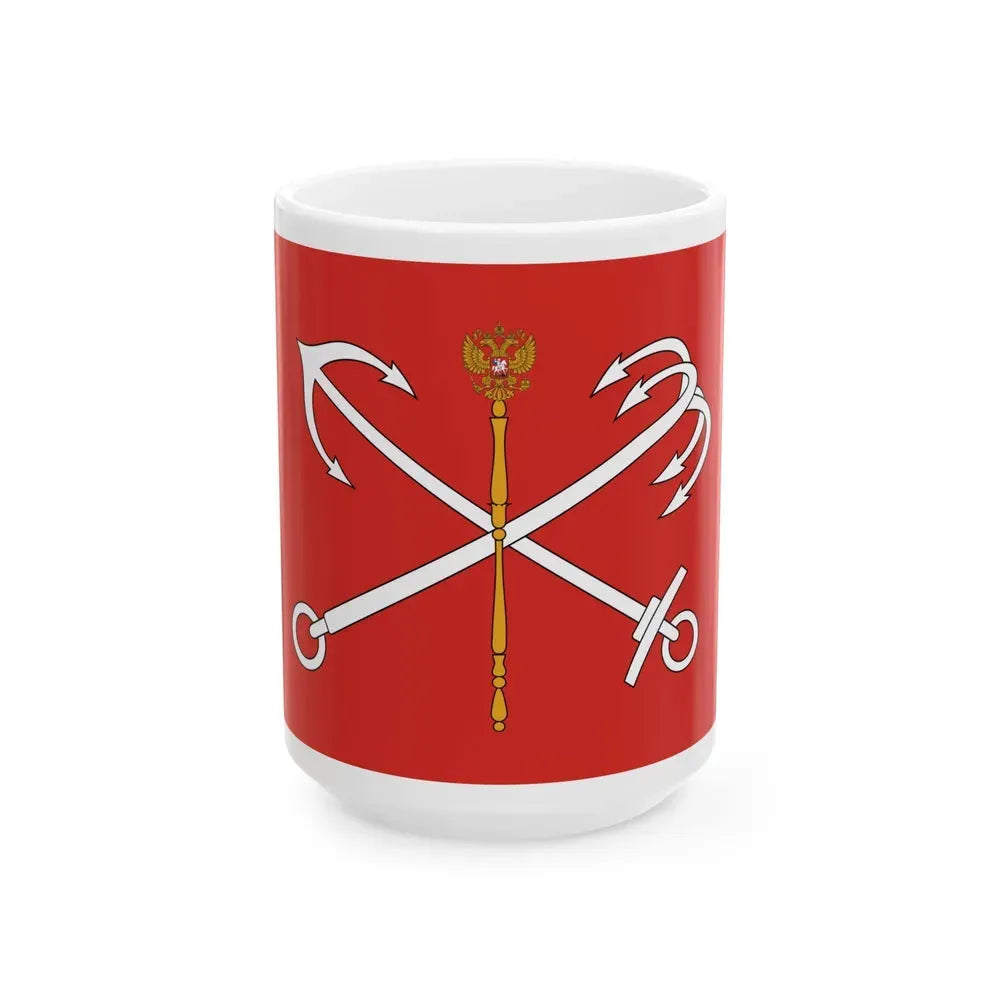 Flag of Saint Petersburg Russia - White Coffee Mug 15oz - Go Mug Yourself
