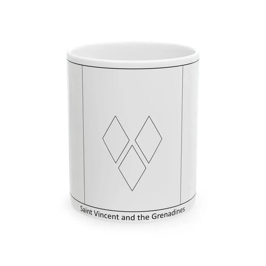 Flag of Saint Vincent and the Grenadines colouring page (Saint Vincent and the Grenadines) White Coffee Mug 11oz - Go Mug Yourself