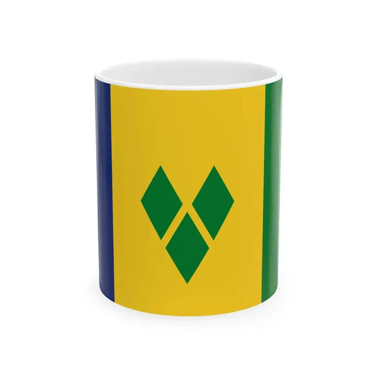 Flag of Saint Vincent and the Grenadines (Saint Vincent and the Grenadines) White Coffee Mug 11oz - Go Mug Yourself