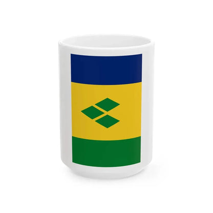 Flag of Saint Vincent and the Grenadines vertical (Saint Vincent and the Grenadines) White Coffee Mug 15oz - Go Mug Yourself