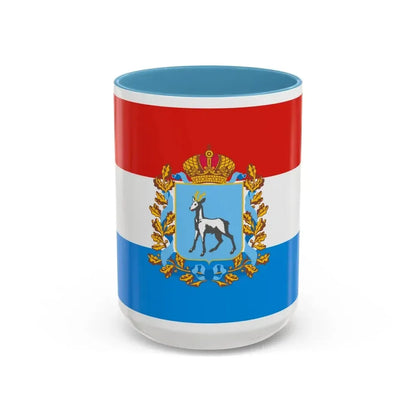 Flag of Samara Oblast Russia - Accent Coffee Mug 15oz Light Blue - Go Mug Yourself