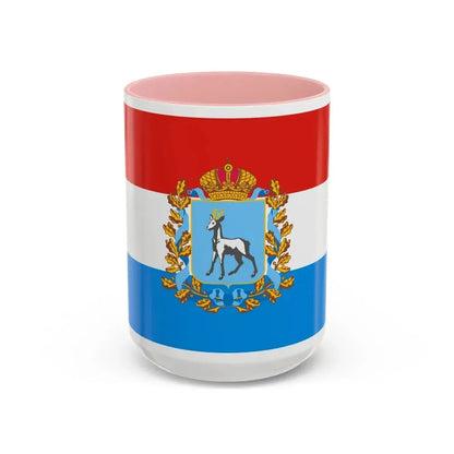 Flag of Samara Oblast Russia - Accent Coffee Mug 15oz Pink - Go Mug Yourself