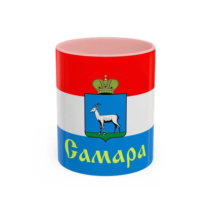 Flag of Samara Russia - Accent Coffee Mug 11oz Pink - Go Mug Yourself