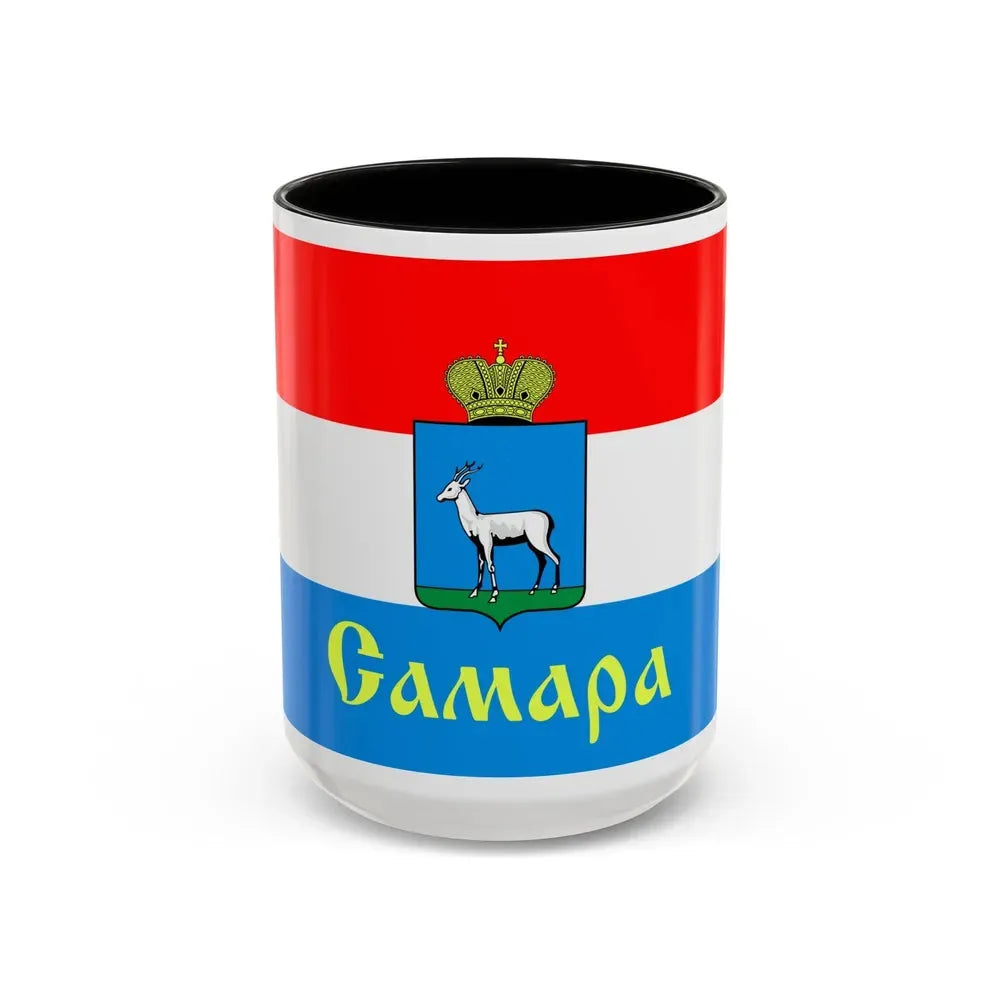 Flag of Samara Russia - Accent Coffee Mug 15oz Black - Go Mug Yourself