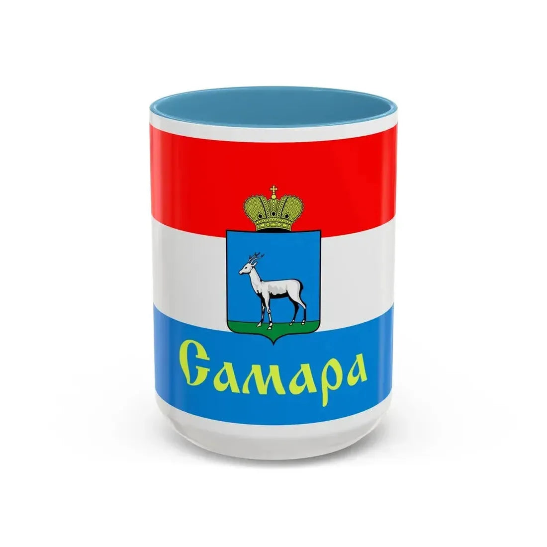 Flag of Samara Russia - Accent Coffee Mug 15oz Light Blue - Go Mug Yourself