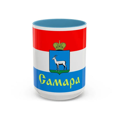 Flag of Samara Russia - Accent Coffee Mug 15oz Light Blue - Go Mug Yourself